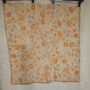 Dior Cream Scarf with Orange Floral Print and Pale Lilac Accents